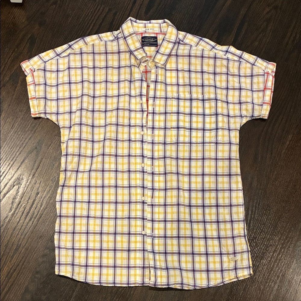 Scotch and Soda Yellow and Purple Plaid Shirt